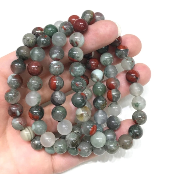 African Bloodstone Crystal Stretch Bracelet - Picture 11 of 14